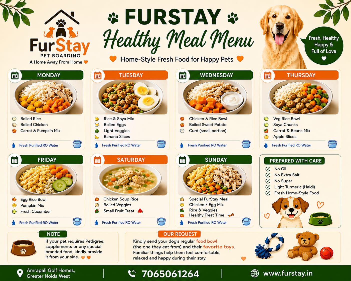 FurStay Weekly Diet Poster